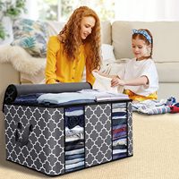 Stockage de vêtements sacs de rangement de couverture pliables pour organiser le stockage de vêtements de chambre à coucher avec couvercles et poignée 2 paquets 100L