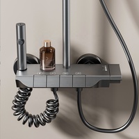 Ensemble de douche et robinetterie de bain 4 fonctions avec finition huilée, sur pied, pour appartements
