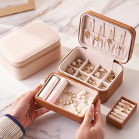 En gros Portable Voyage Zipper Pu Cuir Velours Bijoux Collier Boucles D'oreilles Bracelet Organisateur Cas Boîte-Cadeau