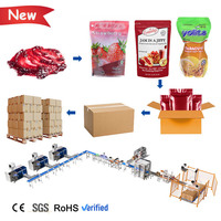 Ligne de machines d'emballage automatique pour pulpe de mangue, confiture de fruits, myrtilles, fraises, sachets préformés Doypack et boîtes en carton