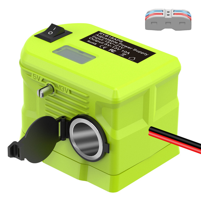 Step-Down Adapter DC 18V-12V for Ryobi Battery ONE+ 18V to 12V Power Wheels Battery Adapter with Cigarette Lighter Converter