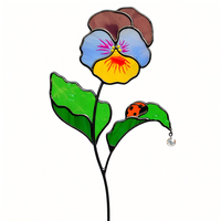 Décoration de jardin Art Déco fantaisie en vitrail, motif marguerite et coccinelle, ornement unique pour anniversaire, pour maman, YAPPIE HD-0300, décoration florale pour la maison