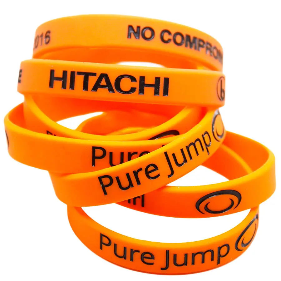 Personalizado tinta personalizada injetado Silicone Wrist Band pulseira de borracha com Debossed Logo para brindes promocionais e empresariais