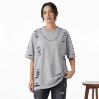 Oversized Gray 100% Cotton Breathable T-Shirt Short Sleeve O-Neck Street Style Men's Jersey Knitted Solid Color Washed Design