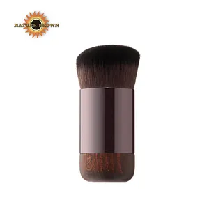 Muf 112/124 personalizado de alta calidad, herramienta de belleza para pulir madera Natural, brocha para base de maquillaje, brocha para Contorno de polvo suelto con bolsa