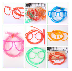 Drôle en forme de verre paille fou créatif en plastique paille lunettes nouveauté cas tube pour la partie d'enfants - Product Image 6