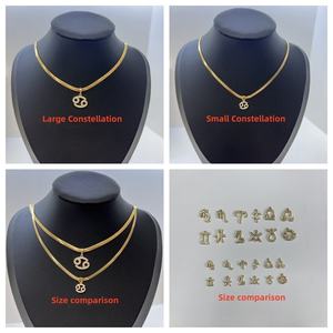 Venta al por mayor plana serpiente <span class=keywords><strong>hueso</strong></span> cadena collar astrología constelación horóscopo colgante 12 signo del zodiaco colgante collares - Product Image 6