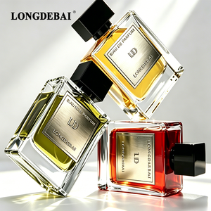 Factory Heavy Male Square Perfume <b>Spray</b> <b>Bottle</b> Clear Pump Crimp <b>Empty</b> Flat 30ml 50ml 100ml Glass Perfume <b>Bottle</b> with Gold Cap - Product Image 2