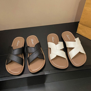 Balakon Zapatos de mujer con punta abierta de PU, impermeables, para todas las estaciones, antideslizantes, sin cordones, planos, informales, para exteriores, color blanco EVERGREEN - Product Image 3