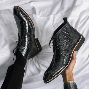 รองเท้าบูทผู้ชาย รองเท้าบูทหนังแท้สำหรับฤดูหนาว หุ้มข้อสูง บุขนสัตว์และผ้าฝ้ายกันหนาว รองเท้าบูทพื้นหนา หนังวัวชั้นบนสุด - Product Image 6