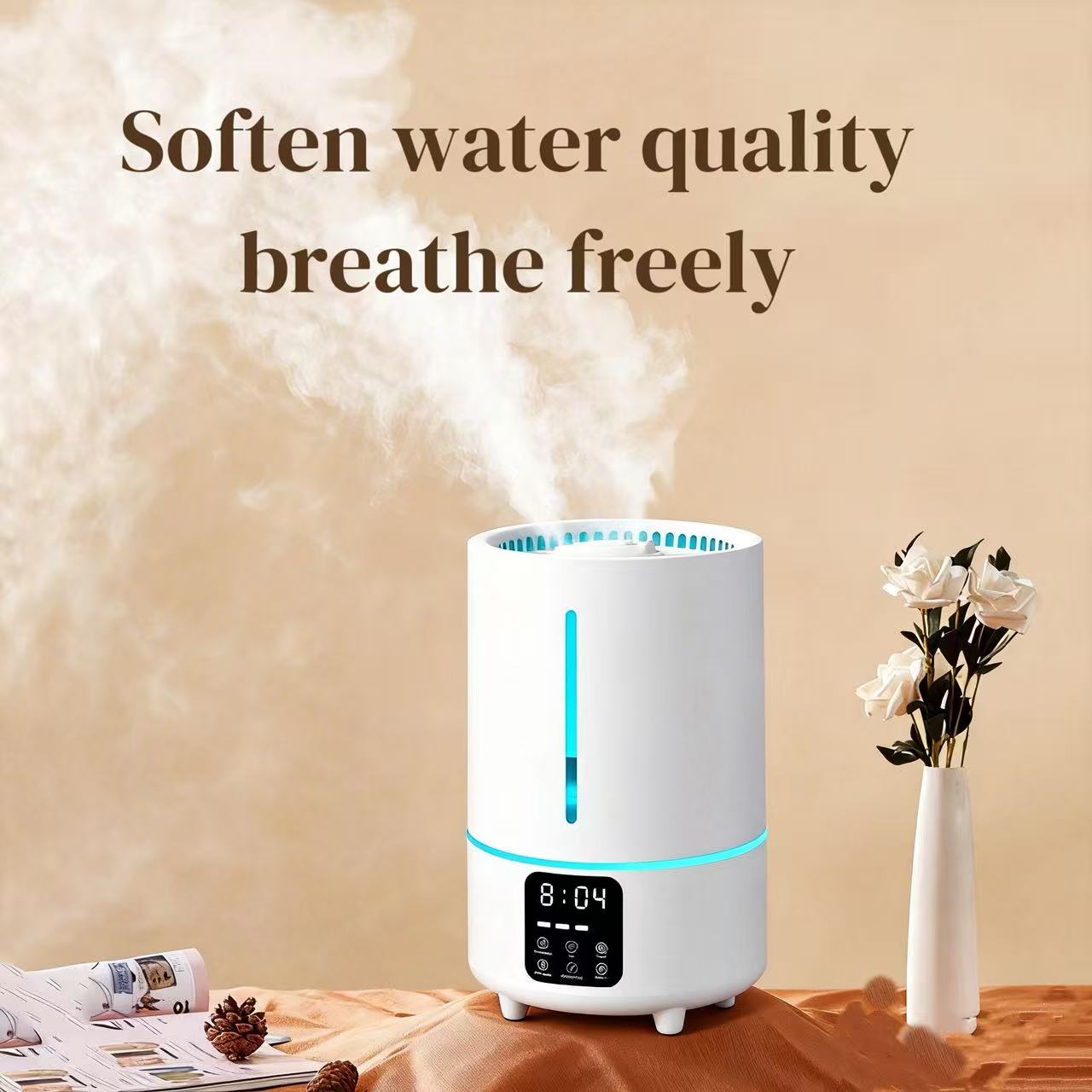 2026 OEM New Custom Electric Plastic Ultrasonic Aromatherapy Colored Light Humidifier 5L Large Capacity Household Humidistat