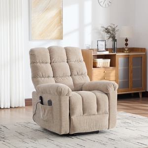 <span class=keywords><strong>Fauteuil</strong></span> inclinable électrique moderne avec massage et chaleur pour personnes âgées, canapé en tissu rembourré avec télécommande et porte-gobelets latéraux - Product Image 2
