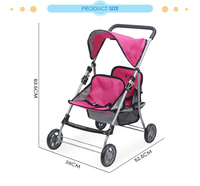 Poussette Fei Li 2021, nouveaux tissus disponibles, poussette double pour poupées de 13 mm avec panier de rangement pour poupées jumelles