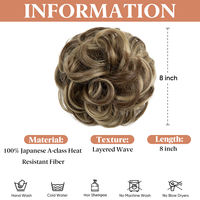 Postiches bouclés en fibres synthétiques de qualité supérieure pour chignons désordonnés, extensions de cheveux, chignons factices, texture 8mm pour femmes