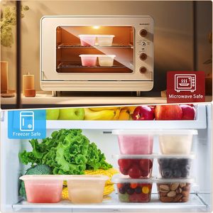 Boîtes à condiments à double compartiment avec fourchettes pour repas à emporter, boîtes transparentes épaisses réutilisables, 20 pièces - Product Image 5