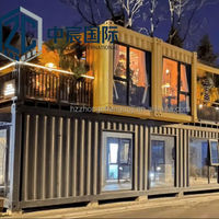 Restaurant conteneur empilable à deux niveaux Zhongchen avec unité modulaire portable jaune en haut et grise en bas pour bistro urbain