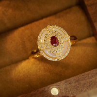 Bagues de luxe H & F en rubis naturel véritable et pierres précieuses en diamant Bague en or pur 18 carats 14 carats 9 carats avec rubis