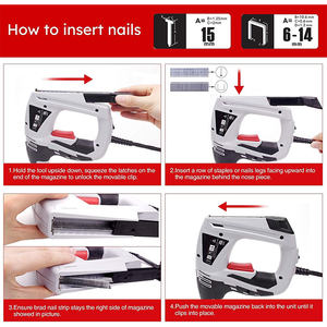 Grapadora eléctrica 2 en 1 para carpintería, Kit de pistola de clavos con 900 grapas T50 de 15mm y 18 de calibre, 300 unidades - Product Image 3