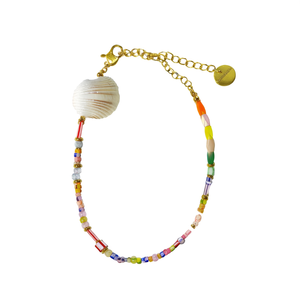 Fashion Beaded <b>Bracelet</b> With Shell Charm Multicolor <b>Beads</b> PVD Gold Plated 316L Stainless Steel Sustainable Design - Product Image 2