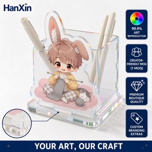 Porte-stylo en acrylique à assembler, organisateur de bureau monobloc, motif Original Bunny Boy Tricotage Kawaii, bord holographique, vente en gros - Product Image 1