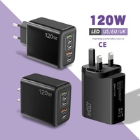 Cargador Adaptador USB C PD de 5 Puertos y 120W con Carga Rápida Quick Charge 3.0 para Laptop, Auriculares y Teléfono Celular