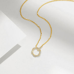 YILUN, collar con colgante de círculo chapado en oro amarillo, Plata de Ley 925, cristales CZ, piedras, collar circular, joyería de moda para mujer - Product Image 2