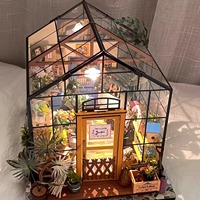 Set Blok Bangunan Plastik Model Rumah Pondok DIY Toko Bunga 1:24 Mainan Mini Buatan Tangan Hadiah Ulang Tahun