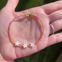 Go2boho Bracelet étoile perlée pour femmes, bracelet d'amitié en perles de coquillage blanc fait à la main avec fermoir réglable pour cadeau de plage d'été