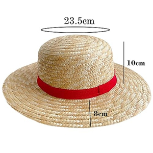 Chapeau de paille Luffy SOLPOP, costume d'anime, chapeau de paille d'été pour adulte, cosplay de pirate manga, accessoires de cosplay, chapeau <span class=keywords><strong>Panama</strong></span> avec ruban rouge - Product Image 2