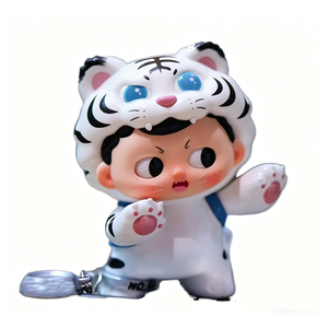 Llavero de PVC brillante rosa suave con ojos móviles personalizados, tamaño mini, con almohadillas de pata, juguete mini para adorno de mochila, regalo coleccionable, venta al por mayor - Product Image 1