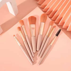 Mango de plástico portátil profesional sintético suave pelo maquillaje base pinceles de maquillaje 8 Uds juego de pinceles de maquillaje de viaje con bolsa - Product Image 4