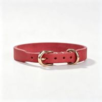 Kalung Anjing Kulit Asli HW, Kulit Sapi Full Grain Jahitan Tangan, Dapat Disesuaikan untuk Anjing Kecil, Sedang, dan Besar