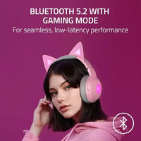 سماعة رأس لاسلكية Razer Kraken Kitty V2 مع إضاءة RGB وغطاء للأذنين بتقنية Chroma RGB، مشغلات صوت 5.2-40 مم، ميكروفونات لإلغاء الضوضاء