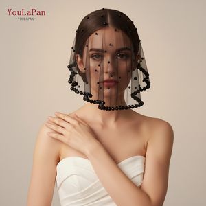 <span class=keywords><strong>Voile</strong></span> court YouLaPan VA10 monocouche noir tendance avec embellissements de perles, <span class=keywords><strong>mini</strong></span>-<span class=keywords><strong>voile</strong></span> mystérieux pour cocktail - Product Image 2