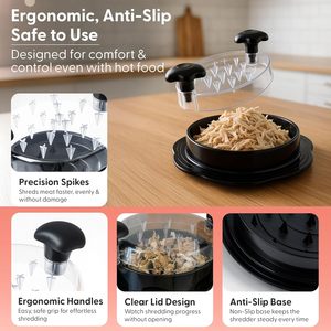 Anti-Slip Chicken Shredder Large Chicken Breast Shredder Salad <b>Tool</b> Twist Visible <b>Meat</b> Shredding Machine - Product Image 4