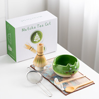 Nouvel Arrivage – Ensemble Bol et Support en Céramique pour Fouet à Matcha avec Logo Dessin Animé Chat Chien Mignon – Kits d'Outils de Préparation pour l'Art du Thé Matcha