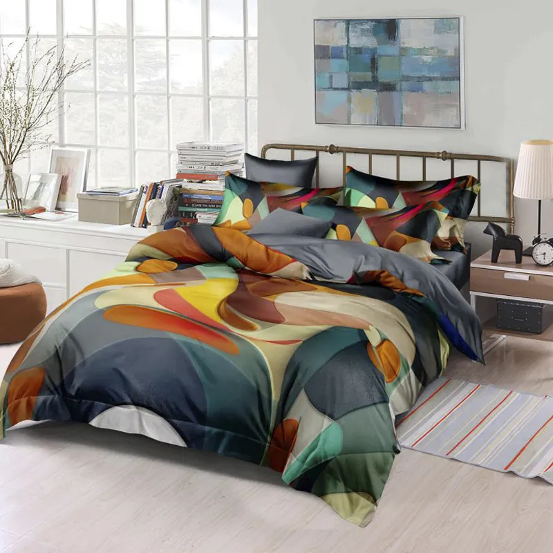 Best Selling Digital Print Comforter Duvet Cover Set 3D Satin Cheap Sheets Cover Bed Sheet Manufacturers Luxury Bedding Sets