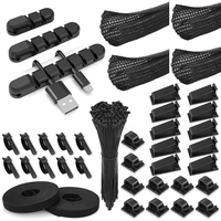 Dibaigou 139 S Kit de gestion de câbles auto-adhésif support organisateur de fil crochet pour TV ordinateur bureau voiture cordon en plastique
