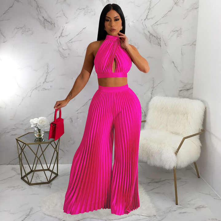 Women's Set Strapless Top and Wide Leg tassel Pants Cargo Street Two 2 Piece Set main image 0