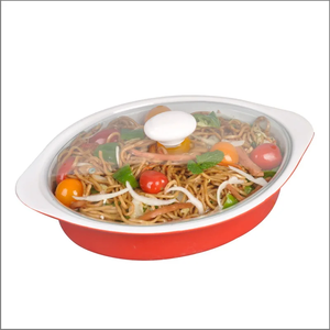 Gran oferta de fábrica, plato de porcelana blanca para servir con tapa de vidrio, cazuela de cerámica, juego de platos de comida, plato de cerámica para hornear para servir - Product Image 3