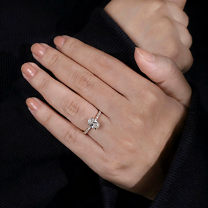 Anillo de Compromiso con Diamante VVS Cultivado en Laboratorio, Corte Ovalado, Oro Blanco, Oro Rosa, Rodio, 10K, 14K, 18K, Certificado IGI, Joyería de Boda para Mujer - Product Image 5