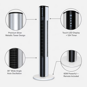 Ventilateur <span class=keywords><strong>tour</strong></span> personnalisé à faible bruit, peu encombrant, à vent naturel, avec écran LED de 46 pouces et oscillation à 90 degrés pour hôtel - Product Image 5