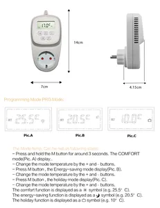Telin Ac209 Programmeerbare Plug-In Vloerverwarming Systeem Smart Digital Timer Socket Far Infrarood Sauna Plug In Thermostaat