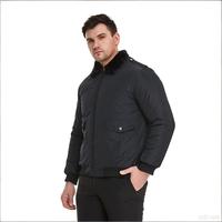 Chaqueta Bomber Acolchada con Cuello de Forro Polar y Cierre de Cremallera, Bolsillos Dobles con Parche, Abrigo de Invierno para Trabajo, Logotipo Personalizado para Uniformes de Seguridad y Personal de Propiedades