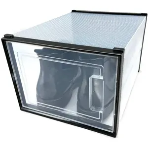 China Supply Acrylic Clear Display Case Wood Floor Large Rectangle Glass Clear Acrylic Shoe Box