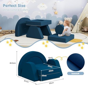 Canapé-lit modulaire pour enfants 7 pièces, fauteuil pour tout-petits avec housse zippée, pour une joie et une imagination sans fin dans la salle de jeux - Product Image 3