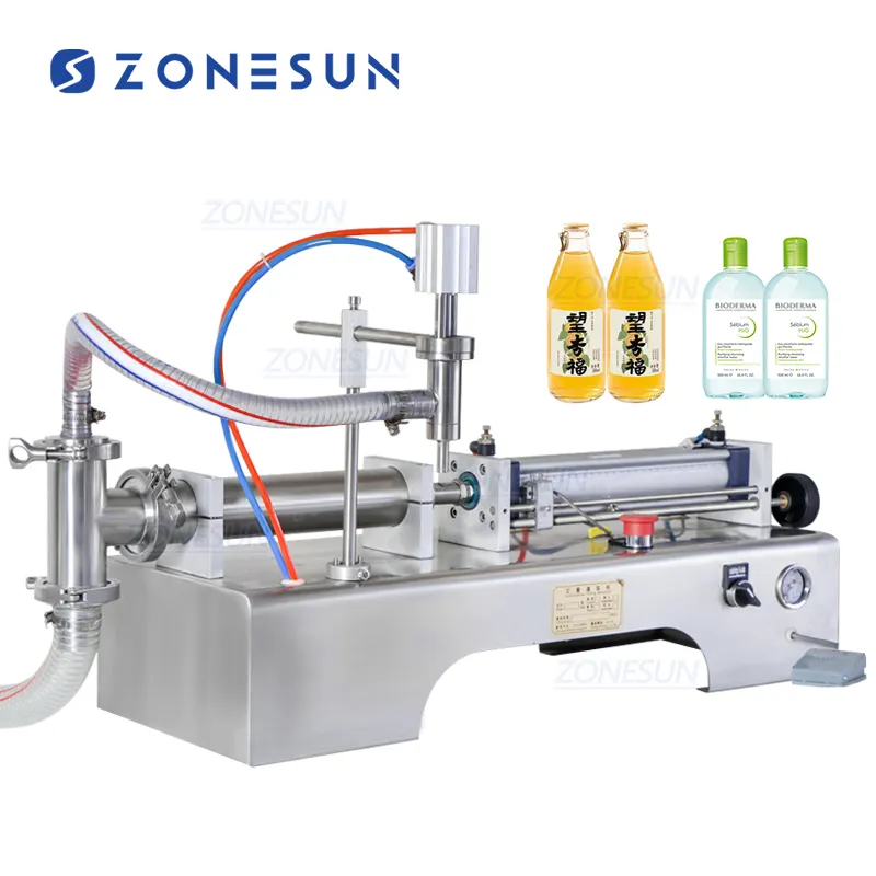 ZONESUN-pistón neumático de ZS-YT1, rellenador líquido de champú, Gel, agua, vino, leche, zumo, vinagre, aceite de café, máquina de llenado de bebidas