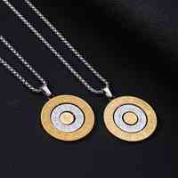 Classique créatif titane acier plaque ronde rotatif douze zodiaque neuf palais huit trigrammes pendentif collier en acier inoxydable