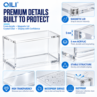 Boîte de présentation en acrylique transparente résistante aux UV avec couvercle magnétique, protection transparente pour collection de cartes premium