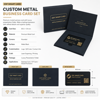 Tarjeta de Presentación NFC con Código QR de Metal Negro Mate ZDF 2025 con Embalaje de Caja de Regalo, 13.56MHz, Tarjetero Digital Impermeable